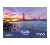 1000 Pieces Jigsaw Puzzles for Adults Sunset Golden Gate Bridge Square Jigsaw Puzzles, for Adults And Teenager, Wooden Puzzles Home Art Decor 1000pcs (75x50cm)