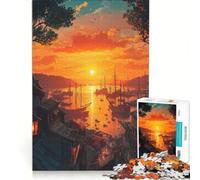 1000 Pieces Jigsaw Puzzles for Adults Sunset Harbor Cityscape, Hands-on Game, Stress Reliever, Unique Gifts for Birthday And Christmas 38x26cm