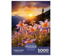 1000 Pieces Jigsaw Puzzles for Adults Sunset Mountain Flowers Jigsaw for Adults Family Game Precision Cutting Unique Gifts for Birthday And Christmas 38x26cm/1000pcs