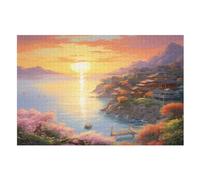 1000 Pieces Jigsaw Puzzles for Adults Sunset over The Harbour Puzzle Teenagers Game Stress Reliever Difficult Challenge （75×50cm）