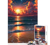 1000 Pieces Jigsaw Puzzles for Adults Sunset over The Ocean with Clouds Toy Wall Decor Gifts Ideas Relax Games Improving Love between Couples Size 38x26cm