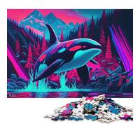 1000 Pieces Jigsaw Puzzles for Adults Synthwave Orca Boot Hill Square Paper Puzzles Unique Piece Puzzle Educational Fun Games Toys 38x26cm/1000pcs