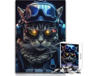 1000 Pieces Jigsaw Puzzles for Adults Tactical Cat Enjoy Gentle Leisure Relaxation Stable Fit Accurate Cutting Toy Size 50x75cm
