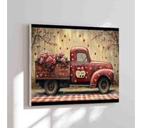 1000 Pieces Jigsaw Puzzles for Adults Teens Retro Truck with Love Bouquets Hanging on It Letters on The Back Suitable for Beginners to Adapt to Family Education Activities Without Pressure