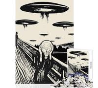 1000 Pieces Jigsaw Puzzles for Adults The Scream Ufo Parody Anti-Stress Toys Great Gift Relax Games Improving Love between Couples Size 38x26cm
