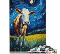 1000 Pieces Jigsaw Puzzles for Adults The Starry Night Cow Puzzle Sets for Family Paper Puzzles Brain Challenge Puzzle 1000pcs (38x26cm)