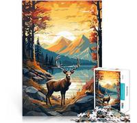 1000 Pieces Jigsaw Puzzles for Adults The Vintage Nature Deer Spielspielzeug Tolle Geschenke und Spielzeuge52x38cm