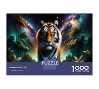 1000 Pieces Jigsaw Puzzles for Adults Tiger Fantasy Forest Art Print Puzzle for Adults Toy Wall Decor Perfect Decoration Unique Gifts for Birthday And Christmas 70x50cm/1000pcs