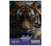 1000 Pieces Jigsaw Puzzles for Adults Tiger Portrait with Golden Eyes Jigsaw for Adults Brain Teaser Game Presents for Women Birthday And Unique Gifts 52x38cm/1000pcs