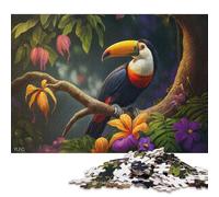 1000 Pieces Jigsaw Puzzles for Adults Toucan in Rain Forest Square Jigsaw Puzzles, for Adults And Teenager, Wooden Puzzles Home Art Decor 1000pcs (75x50cm)