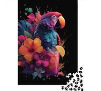 1000 Pieces Jigsaw Puzzles for Adults Tropical Parrot Cocktail Art Print Puzzles for Adults Anti-Stress Toys Staycation Kill Time Birthday And Unique Gifts 52x38cm/1000pcs