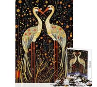 1000 Pieces Jigsaw Puzzles for Adults Two Cranes in A Night Garden Family Games Stress Reliever Toy Wall Decor Artists Collection, Fine Art (38x26cm)