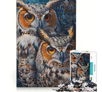 1000 Pieces Jigsaw Puzzles for Adults Two Large Owls with Big Eyes Hands-on Game Train Your Brain And Hands Every Piece Is Unique 38x52cm