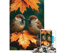 1000 Pieces Jigsaw Puzzles for Adults Two Sparrow Birds on A Rainy Autumn Day Puzzles for Adults DIY Toys Difficult Challenge Difficult And Challenge (size 38x26cm)