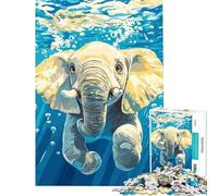 1000 Pieces Jigsaw Puzzles for Adults Underwater Elephant Illustration Educational Challenge For Family Fun Relax Games for Ages 14 And over (38x26cm)