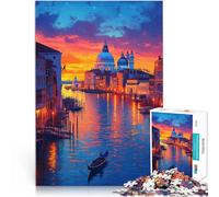 1000 Pieces Jigsaw Puzzles for Adults Venice Sunset Gondola Familienaktivität Einzigartige Wohndekoration und Geschenke52x38cm