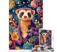 1000 Pieces Jigsaw Puzzles for Adults Vibrant Ferret Botanical Portrait Hands-on Game Enhance Memory Anti-Stress Toys Artists Collection, Fine Art (50X75cm)