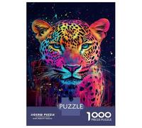 1000 Pieces Jigsaw Puzzles for Adults Vibrant Leopard Art -4 Adult Puzzles Fun Games Difficult Challenge Parent-child Interaction 70x50cm/1000pcs