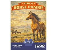 1000 Pieces Jigsaw Puzzles for Adults Visit A Horse Prairie Vintage Adult Puzzles Family Games Improve Memory Parent-child Interaction 38x26cm/1000pcs