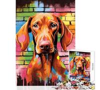 1000 Pieces Jigsaw Puzzles for Adults Vizsla Dog Graffiti Home Decoration Toys Great Gift for Games Relax Games Improving Love between Couples Size 50x75cm
