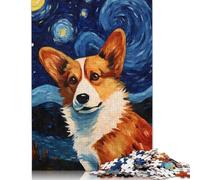 1000 Pieces Jigsaw Puzzles for Adults Welsh Corgi Starry Night Puzzle Sets for Family Paper Puzzles Brain Challenge Puzzle 1000pcs (38x26cm)