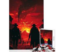 1000 Pieces Jigsaw Puzzles for Adults Western Town Showdown at Sunset Toy Wall Decor Gift Birthday Relaxing Games Parent-child Interaction Size 50x75cm