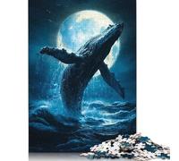 1000 Pieces Jigsaw Puzzles for Adults Whale Breach, Moonlight Ocean Square Jigsaw Puzzles, for Adults And Teenager, Paper Puzzles Home Art Decor 38x26cm/1000pcs