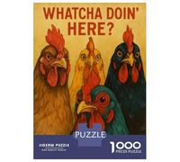 1000 Pieces Jigsaw Puzzles for Adults Whatcha Doin Here Chicken Art Jigsaw for Adults Brain Teaser Game Presents for Women Birthday And Unique Gifts 70x50cm/1000pcs