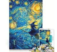 1000 Pieces Jigsaw Puzzles for Adults Whimsical Witch Flight in Starry Night DIY Toys Fun Activities at Home Unique Gifts for Birthday And Christmas 50x75cm