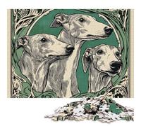1000 Pieces Jigsaw Puzzles for Adults Whippet Trio Illustration Square Jigsaw Puzzles, for Adults And Teenager, Wooden Puzzles Home Art Decor 1000pcs (75x50cm)