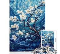 1000 Pieces Jigsaw Puzzles for Adults White Blossoms Against Blue Sky Family Games Stress Reliever Toy Wall Decor Artists Collection, Fine Art (50x75cm)