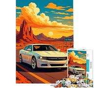 1000 Pieces Jigsaw Puzzles for Adults White Car on Road to Las Vegas Educational Challenge For Family Fun Relax Games for Ages 14 And over (38x52cm)
