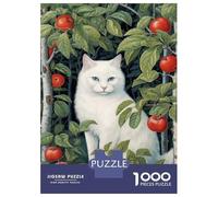 1000 Pieces Jigsaw Puzzles for Adults White Cat in An Apple Orchard Jigsaw for Adults Family Game Precision Cutting Unique Gifts for Birthday And Christmas 70x50cm/1000pcs