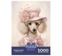 1000 Pieces Jigsaw Puzzles for Adults White Poodle in Hat Jigsaws for Adults Brain Teaser Game Stress Reliever Birthday And Unique Gifts 52x38cm/1000pcs