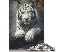 1000 Pieces Jigsaw Puzzles for Adults White Tiger in Autumn Square Wooden Puzzles Unique Piece Puzzle Educational Fun Games Toys 1000pcs (75x50cm)