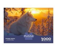 1000 Pieces Jigsaw Puzzles for Adults White Wolf in Winter Sunset Jigsaw Puzzle Family Game Wall Art Unique Gifts for Birthday And Christmas 52x38cm/1000pcs