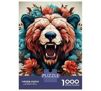 1000 Pieces Jigsaw Puzzles for Adults Wild Bear Floral Art Print Puzzle for Adults Toy Wall Decor Perfect Decoration Unique Gifts for Birthday And Christmas 70x50cm/1000pcs