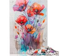 1000 Pieces Jigsaw Puzzles for Adults Wild Flowers Watercolor Square Jigsaw Puzzles, for Adults And Teenager, Paper Puzzles Home Art Decor 1000pcs (38x26cm)