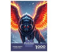 1000 Pieces Jigsaw Puzzles for Adults Winged Wolf with Fiery Wings Adult Puzzles Relaxing Games Difficult Hard Unique Gifts for Birthday And Christmas 38x26cm/1000pcs