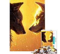 1000 Pieces Jigsaw Puzzles for Adults Wolf Duel in Flame Help The Brain Exercise Stress Reliever Family Game for Age 14+ Game (38X52cm)