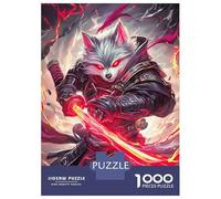 1000 Pieces Jigsaw Puzzles for Adults Wolf Samurai with Red Sword Adult Jigsaw Brain Teaser Game Birthday Present Birthday And Unique Gifts 52x38cm/1000pcs