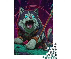 1000 Pieces Jigsaw Puzzles for Adults Wolf Warrior Spear Art Print Adult Jigsaw Puzzle Anti-Stress Toys Difficult Challenge for Is Ideal As A Gift 52x38cm/1000pcs