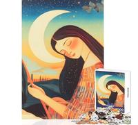1000 Pieces Jigsaw Puzzles for Adults Woman Under Crescent Moon Home Decoration Toys Great Gift for Games Relax Games Improving Love between Couples Size 50x75cm