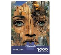 1000 Pieces Jigsaw Puzzles for Adults Wooden Face with Mustache Art Print Puzzle for Adults Toy Wall Decor Perfect Decoration Unique Gifts for Birthday And Christmas 38x26cm/1000pcs