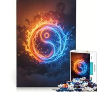 1000 Pieces Jigsaw Puzzles for Adults Yin Yang Fire And Ice Hands-on Game Train Your Brain And Hands Every Piece Is Unique 38x52cm