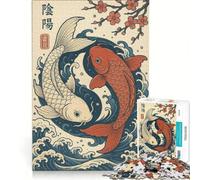 1000 Pieces Jigsaw Puzzles for Adults Yin Yang Koi Fish Art Hands-on Game Train Your Brain And Hands Every Piece Is Unique 38x52cm