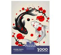 1000 Pieces Jigsaw Puzzles for Adults Yin Yang Koi Fish Sakura Adult Jigsaw Puzzle Toy Wall Decor Difficult Hard Birthday And Unique Gifts 52x38cm/1000pcs