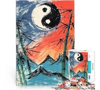 1000 Pieces Jigsaw Puzzles for Adults Yin Yang Mountain Landscape DIY-Spielzeug einzigartiges Herausforderungsspiel38x26cm