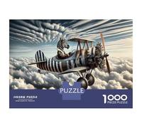 1000 Pieces Jigsaw Puzzles for Adults Zebra in Airplane Flying Above Clouds Puzzle for Adults Toy Wall Decor Perfect Decoration Unique Gifts for Birthday And Christmas 38x26cm/1000pcs