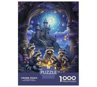 1000 Pieces Jigsaw Puzzles for Teenagers A Fantasy Meeting Raccoon Jigsaw Relaxing Games Presents for Women Christmas Birthday Gifts 52x38cm/1000pcs